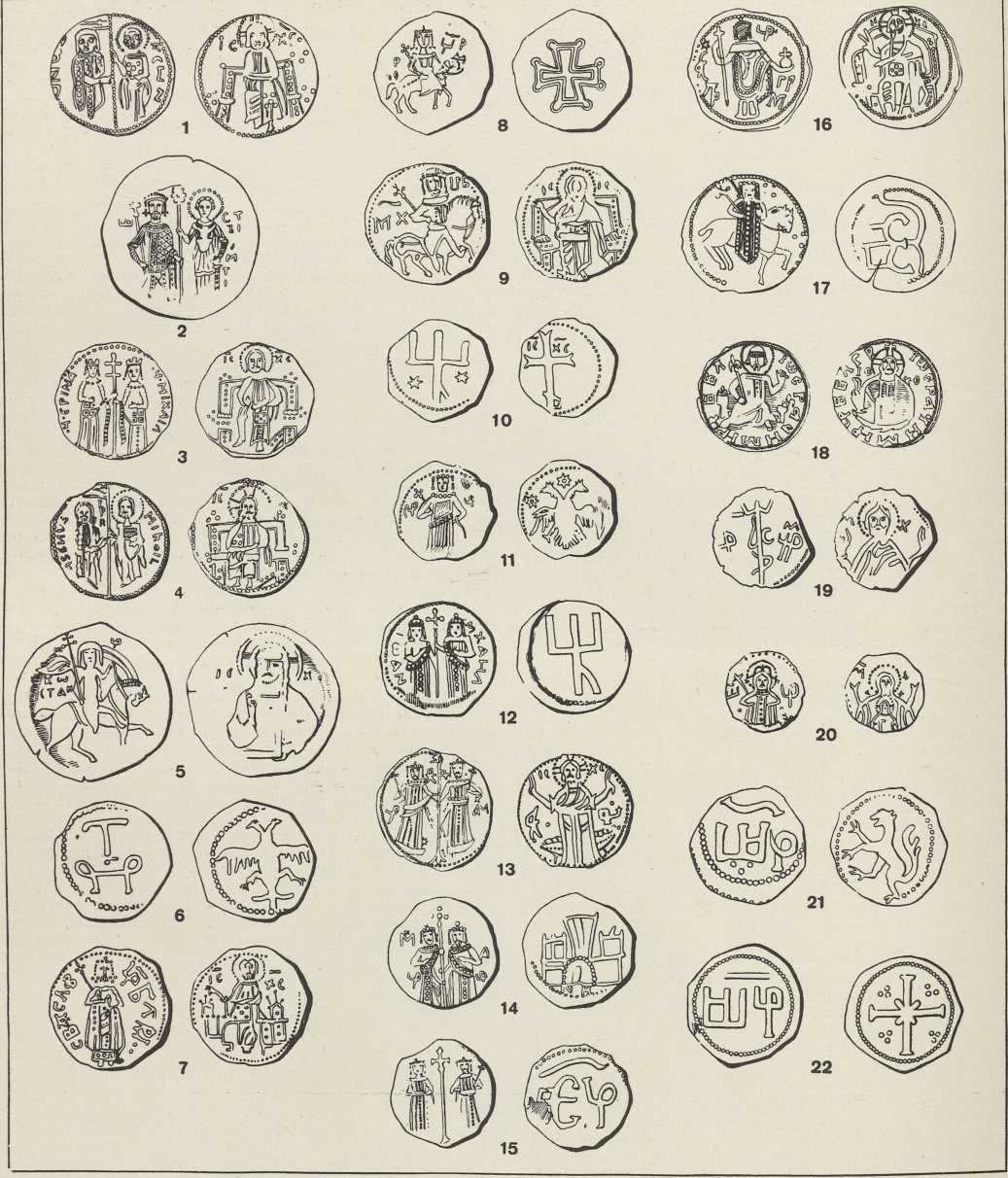 BUGARSKI NOVCI 1. Ivan Asen II. (1218—1241), srebrni n.; 2. Ivan Asen II., bakreni n.; 3. Irina i sin Mihajlo Asen (1242—1246), srebrni n.; 4. Mihajlo Asen (1246—1256), srebrni n.; 5. Konstantin Asen (1257—1277), bakreni n.; 6. Georgije Terter (1279—1292), bakreni n.; 7. Svetoslav Terter (1300—1322), srebrni n.; 8. Svetoslav Terter (1300—1322), bakreni n.; 9. Mihajlo Šišman (1323—1330), srebrni n.; 10. Mihajlo Šišman (1323—1330), bakreni n.; 11. Mihajlo Šišman (1323—1330), bakreni n.; 12. Mihajlo Šišman i sin Ivan-Stefan, bakreni n.; 13. Ivan Aleksandar i sin Mihajlo (1331— 1355), srebrni n.; 14. Ivan Aleksandar i sin Mihajlo (1331—1355), bakreni n.; 15. Ivan Aleksandar i sin Mihajlo (1331—1355), bakreni n.; 16. Ivan Aleksandar (sam, 1355—1371), srebrni n.; 17. Ivan Aleksandar (sam, 1351—1371), bakreni n.; 18. Ivan Sracimir (1360—1396), srebrni groš; 19. Ivan Sracimir (1360—1396), bakreni n.; 20. Ivan Šišman (1371—1393), srebrna aspra; 21. Ivan Šišman (1371—1393), crvena aspra; 22. Ivan Šišman (1371—1393), crvena aspra