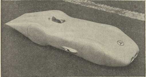 sl. 12. Vanjski oblik trkačkog automobila, Mercedes Benz automobil kojim je Caracciola postavio rekord od 437 km na sat
