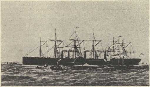 Sl. 1. Parobrod »Great Eastern« (F. C. Bowen, The sea, its history and romance)
